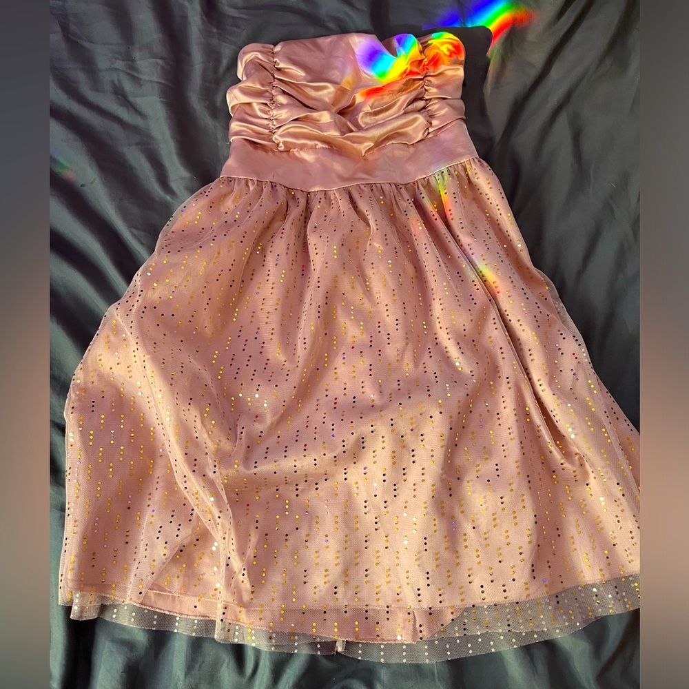Strapless rose gold dress